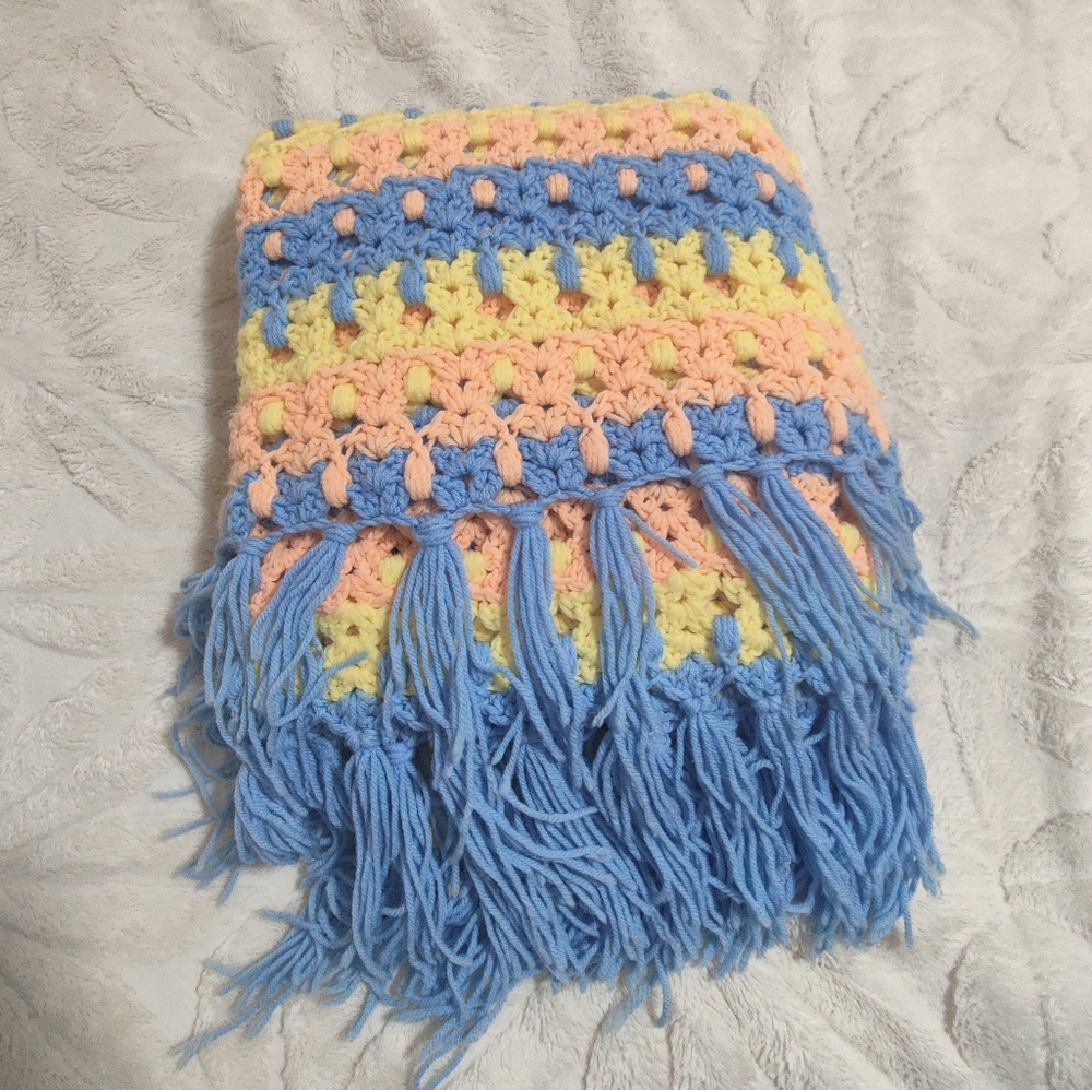 Vintage Anthropologie Style Crocheted Blanket